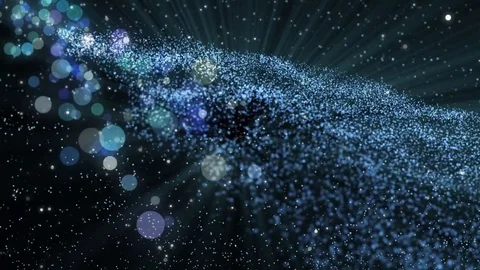 Space blue background with particles. Space azure dust with stars on black ba Stock-Footage 82514493