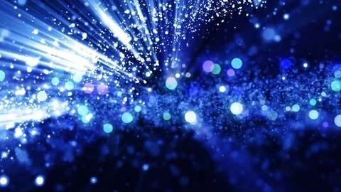 Space blue background with particles. Space azure dust with stars. Sunlight o Stock Footage 82520686