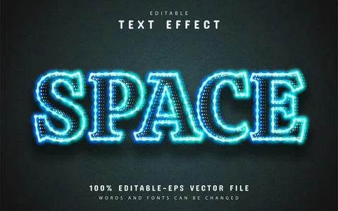 Space blue neon style text effect Stock Illustration