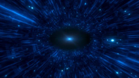 Space blue sci-fi digital portal with stars and magical shimmering bright lig Stock Footage 250185437
