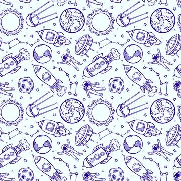 Space blue seamless pattern Illustrazione stock