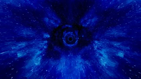 Space blue wormhole of nebula and stars, flight through a tunnel Stock Footage 246789416