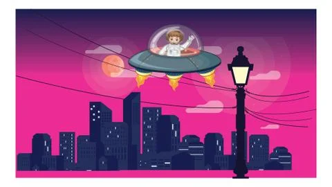 Space Boy coming from another world Stock Illustration