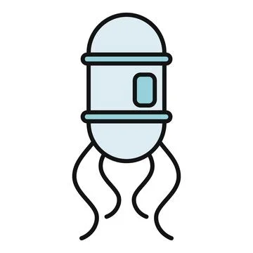 Space capsule module flat icon exploring universe Stock Illustration