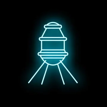 Space capsule neon sign exploring universe technology Stock Illustration
