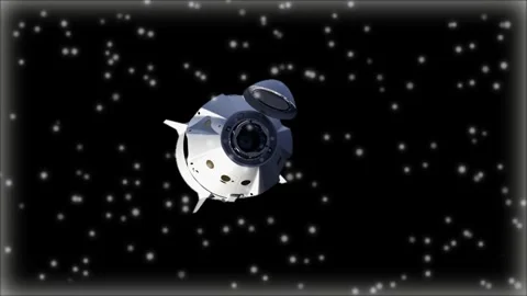 Space capsule spacecraft floating in deep outer space with stars in the Stock Footage 346210508