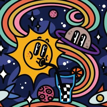Space cartoon pattern Stock Illustration