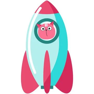 Space cat astronaut in spaceship vector cute emoji Stock Illustration