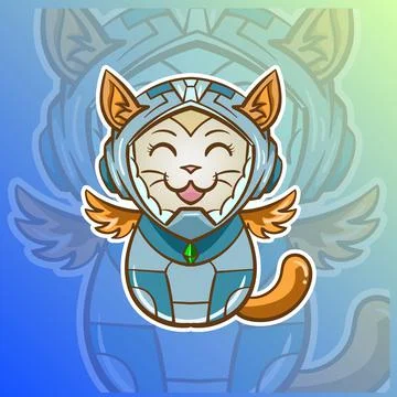 Space Cat Logo Mascot Stock Illustration
