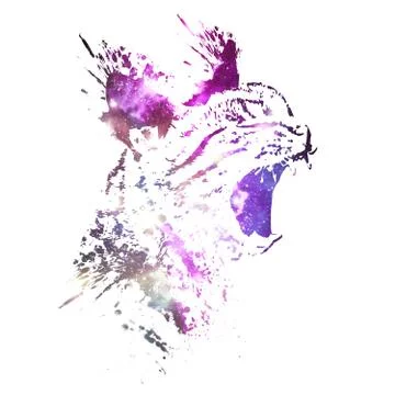 Space Cat Portrait Illustrazione stock