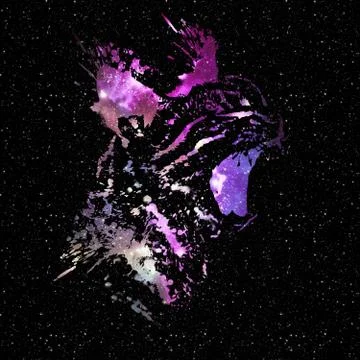 Space Cat Portrait Stock-Illustration