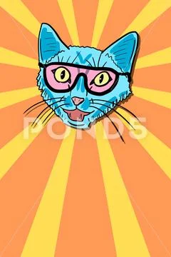 Space cat in sunglasses - cool cat meme with copy space