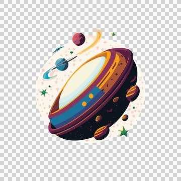 Space Celestial Planet With Orbiting Rings stars minimalist Stock-Illustration
