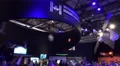 Space center indoor event impression ILA Berlin with blue illumination 4k or 4k+ Resolution