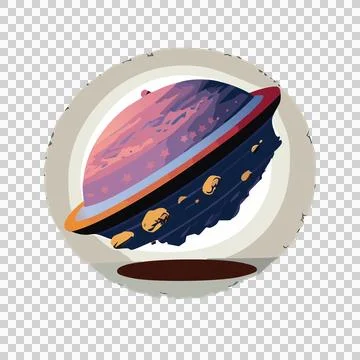 Space Circular Outline Drawing Of Saturn planet orbiting Stock-Illustration