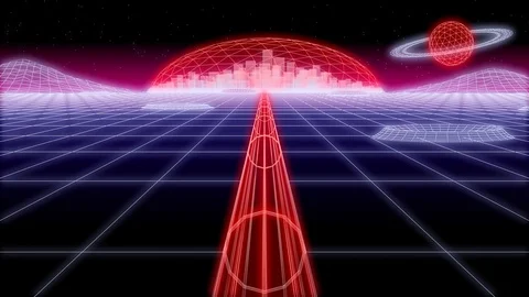 Space city tunnel synthwave Background 3d render Stock Footage 102584179