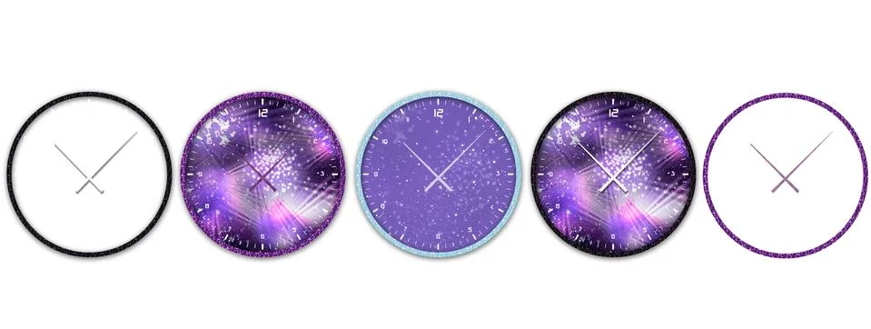 Space Clock face blank isolated on white background. clock hands. Set for watch Stock Illustration