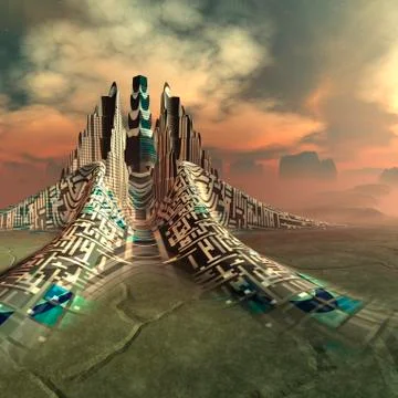 Space colony, artwork Illustrazione stock