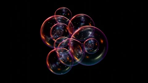 Space colored bubbles merging on black background Stock Footage 283120459