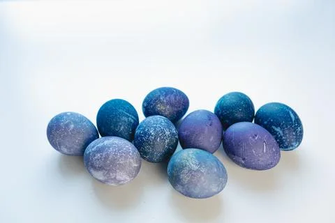 Space colored eggs on white background. Stock Photos