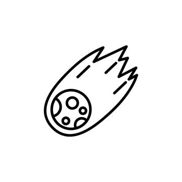 Space comet flat icon. Pictogram for web. Line stroke. Asteroid isolated on w Stock Illustration