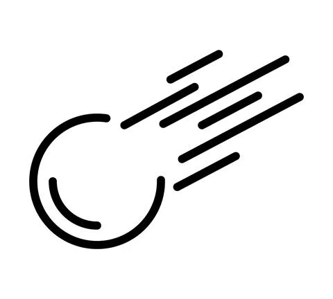 Space comet flat icon. Pictogram for web. Line stroke. Asteroid isolated on w Stock Illustration