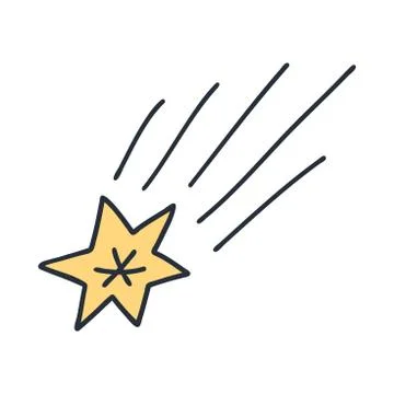 Space comet star meteor fire burn space doodle monoline vector. Funny greetin Stock Illustration