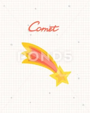Space Comet sticker on a star background PSD Template