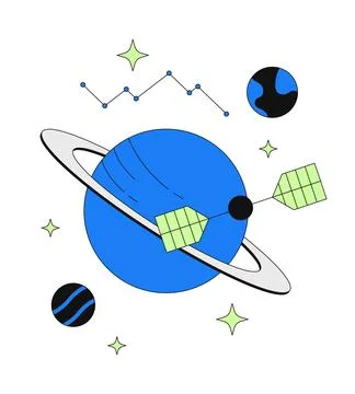 Space communication and data satellite 2D onboarding ui illustration Stock Illustration