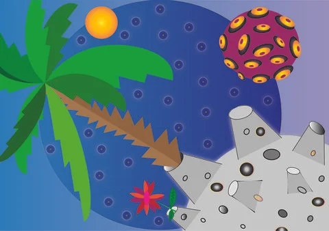 SPACE CONCEPT ON THE TOPIC OF LIFE IN SPACE. Stock Illustration