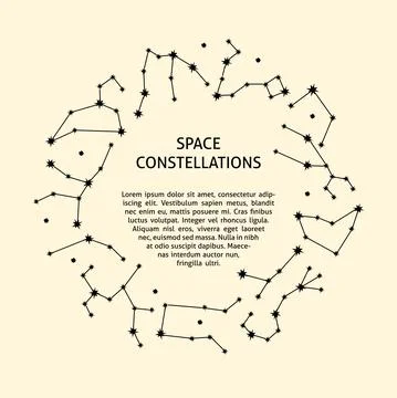 Space constellations banner with place for text Stock Illustration