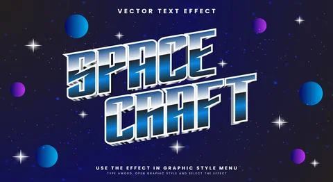 Space Craft bright color editable text effect Template Illustrazione stock