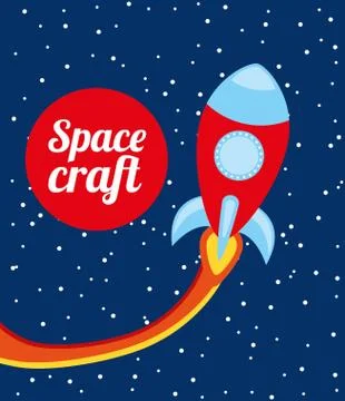 Space craft  design over night background vector illustration Ilustração Stock