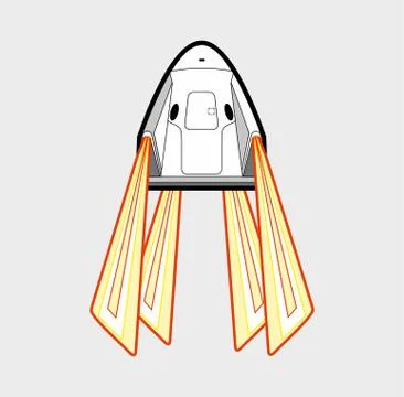 Space craft, rocket launch 2019. Vector isolated spaceship. Futuristic art, r Stock Illustration