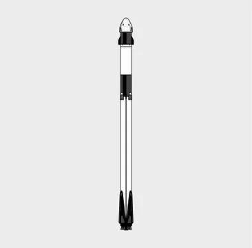 Space craft, rocket launch 2019. Vector isolated spaceship. Futuristic art, r Stock Illustration