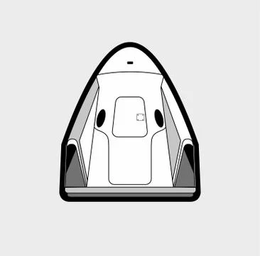 Space craft, rocket launch 2019. Vector isolated spaceship. Futuristic art, r Stock Illustration