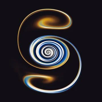 Space curl with two tails on a black background Illustrazione stock
