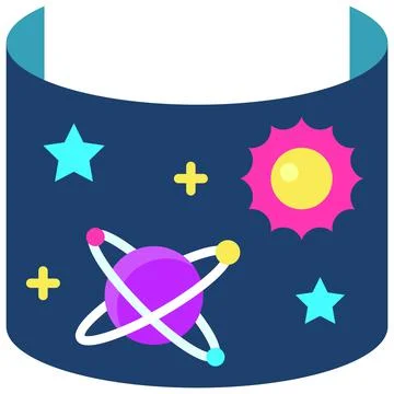 Space on curved screen icon, Metaverse related vector Stock Illustration
