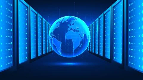 Space Data Center Technology Concept, Centralized Data Center in Outer Spac.. 스톡 일러스트