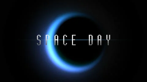Space Day with blue light of black planet in galaxy Stock Footage 235692775