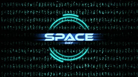 Space Day with circles HUD elements and glitch effect Stock Footage 233400667