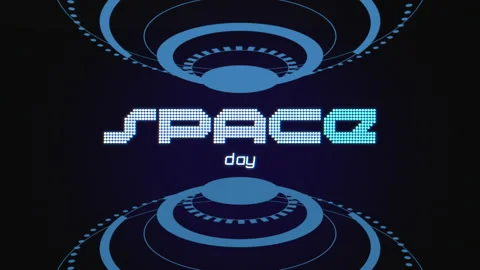 Space Day with circles HUD elements on computer screen Stock Footage 235686625