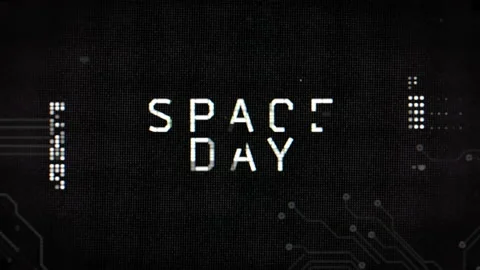 Space Day with computer elements on digital screen of spaceship Stock Footage 232834768