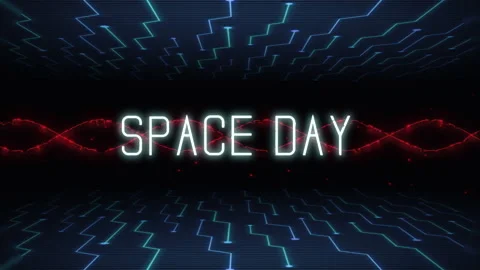 Space Day on computer screen with HUD elements Stock Footage 232407725