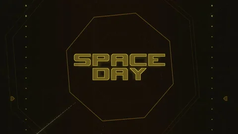 Space Day on digital screen with HUD elements Stock Footage 237442800