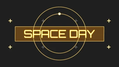 Space Day with HUD elements on digital screen Stock Footage 232834382