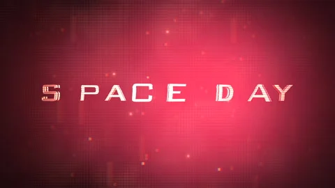 Space Day with matrix elements on digital screen Stock Footage 235686039