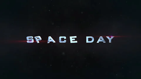 Space Day text with a celestial celebration of discovery and wonder Stock Footage 258729149