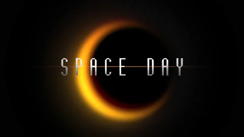 Space Day with yellow light of black planet in galaxy Video stock 232838539