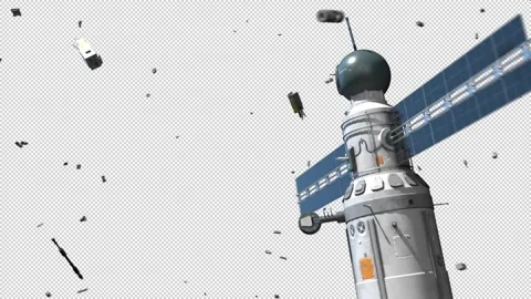 Space debris among the satellite system in earth's orbit. the concept of spac 스톡 동영상 201468987